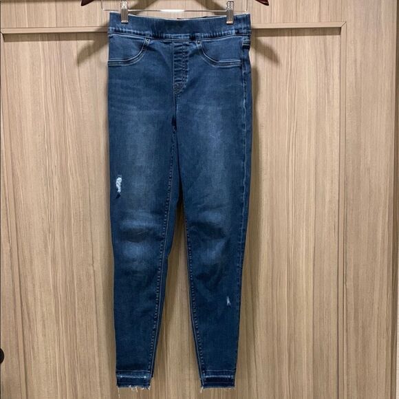 SPANX Blue Jeggings with Distressed Details - Picture 1 of 9